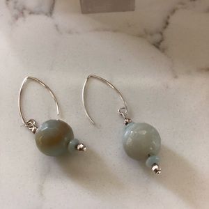 STERLING natural green stone earrings